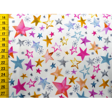 Reststück Jerseystoff "Baby Stars weiss/pink" 38cm Fr. 10.-