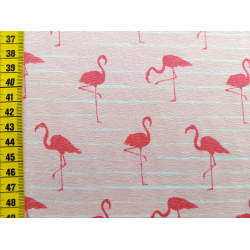 Jerseystoff "Flamingo auf Streifen rosa"