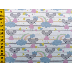 Jerseystoff "Maus-Regenbogen weiss"