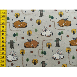 Jerseystoff "Schlafende Tiere beige"