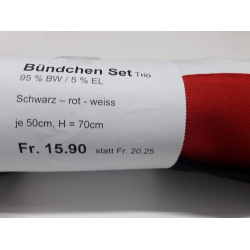 Bündchenset "Trio sz/rot/weiss je 50cm"